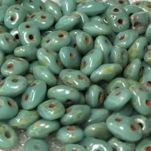 SuperDuo Bead 5x2mm Opaque Turquoise Picasso